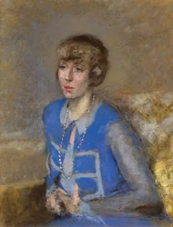 Kvinde i blåt, ca. 1925-35 (pastel på vævet papir)